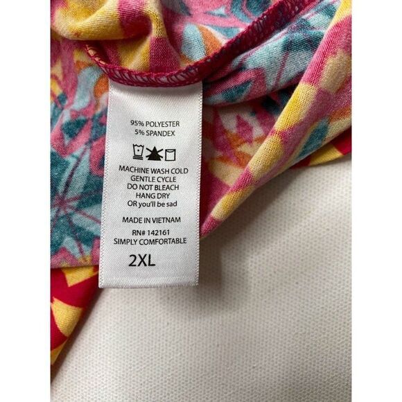 LuLaRoe Randy Raglan Sleeve Gray‎ Pink Yellow Geometric Pattern Sz 2XL NEW - Picture 7 of 8